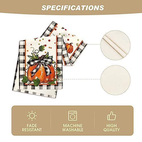 Pumpkin Buffalo Plaid Place Mats & Table Runner Set - Fall Decor 6 Pcs