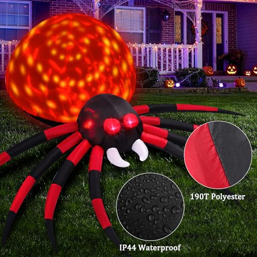 6 FT Inflatable Spider Halloween Decoration with Animated LED Lights