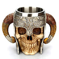Stainless Steel Skull Mug Viking Drinking Cup Skeleton Resin Beer Stein - Design-12