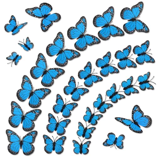 60Pcs Blue Monarch Butterfly Wall Stickers Decorations - Day of the Dead & Party Decor