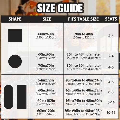 Halloween Rectangular Tablecloth 60x120 Inch Ghost Bat Pumpkin Castle - Waterproof Durable Polyester