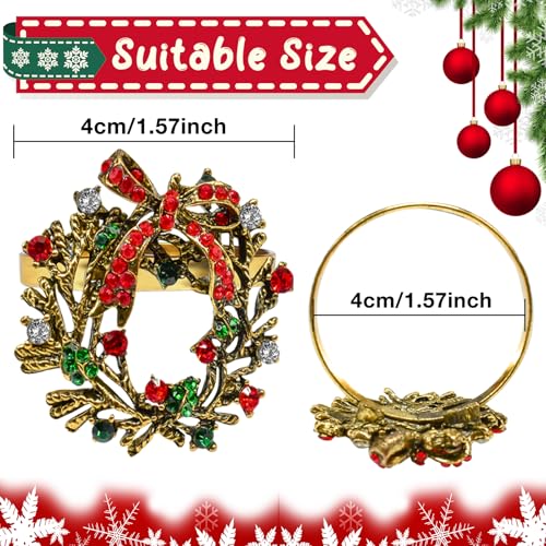 Set of 8 Christmas Wreath Napkin Rings Holiday Table Decor