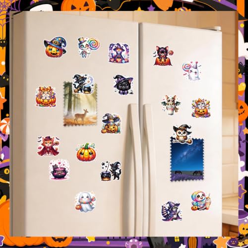 Halloween Fridge Magnets Set - Cute Ghost Pumpkins & Spooky Designs, 20 Pcs