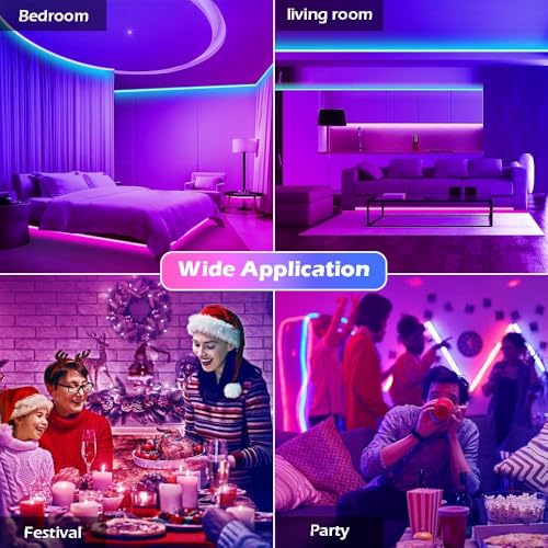 41FT RGB LED Strip Lights with Music Sync and App Control - Color Changing Rope Lights for Home & Party