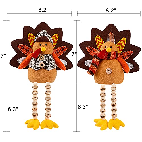 Thanksgiving Tabletop Turkey Couple Decor - 2 Pack Fall Harvest Figurines
