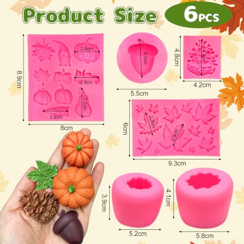 Fall Thanksgiving Fondant Molds - Pink 6-Piece Harvest Set for Cake Decorating