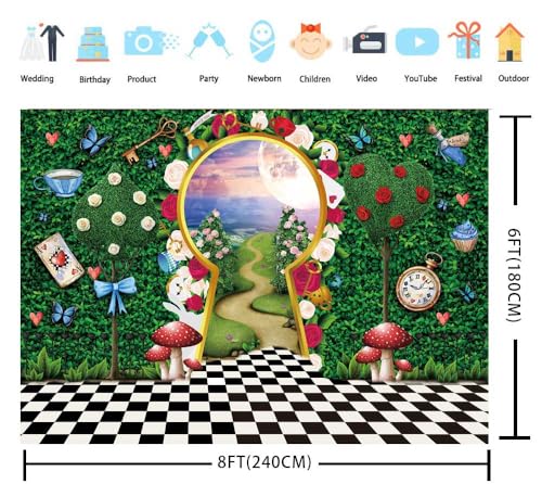 8x6FT Fairy Tale Castle Backdrop for Photography Kids Baby Shower Birthday Party Decorations