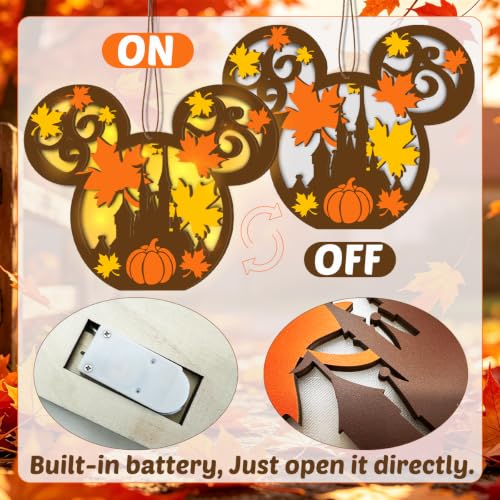 Fall Pumpkin Door Decor with Light - Halloween & Thanksgiving Wooden Sign