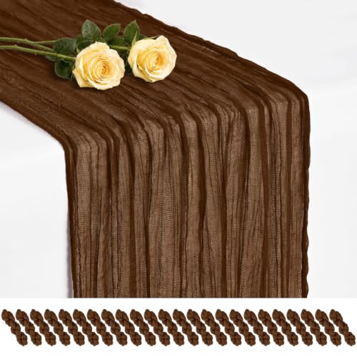 Brown Cheesecloth Table Runner 17x108 Inches - 24 Pack, Boho Rustic Home Decor