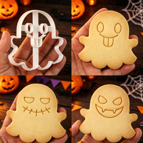 Halloween Cookie Cutter Set Ghost Shape - 4 Pcs, 3D Spherical Ornament Design, Ghost Shape Cookie Cutters - Halloween Styling 21