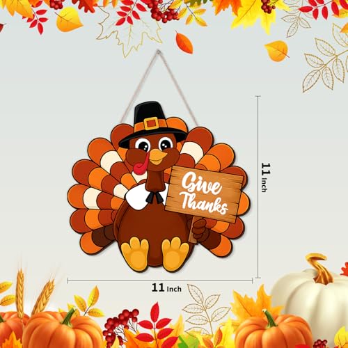 Thanksgiving Turkey Door Wreath Sign - Fall Harvest Front Door Decor