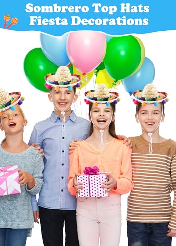 Mini Mexican Fiesta Hat Set - Straw Sombrero Headbands for Kids Adults Pets, 24 Pieces