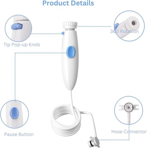Replacement Hose and Handle for Waterpik Water Flosser, Compatible with Water Pik WP-100 WP-300 WP-660 WP-900 Series Oral Hygiene Accessories Parts