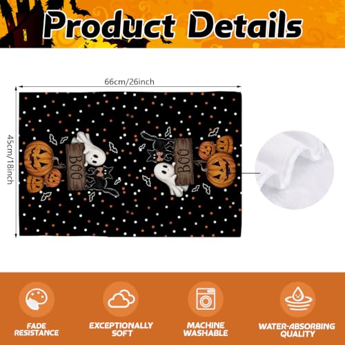 Halloween Ghost Pumpkin Kitchen Towels Set of 2 - Absorbent Dish & Hand Towels