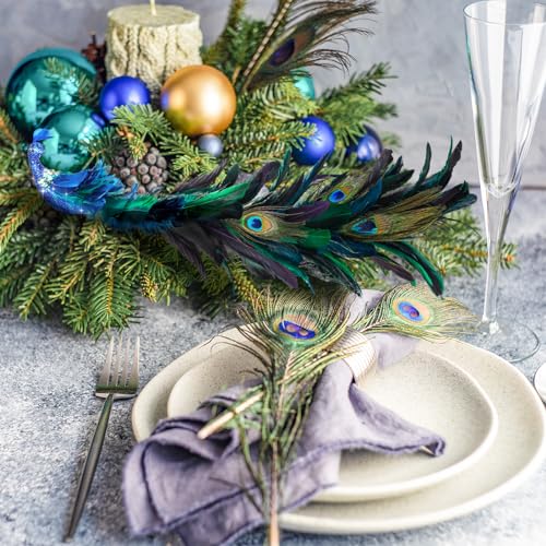 Peacock Christmas Tree Ornaments - 2 Pack Glitter Feather Bird Decorations for Xmas Tree & Holiday Decor - Variation 2