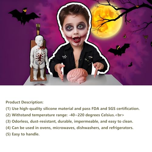 Silicone Brain Cake Mold Non-Stick Baking Pan for Halloween Fun
