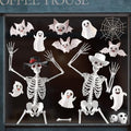 Giant Skeleton Halloween Window Clings - Spooky Ghosts Bats & Bones - Reusable Decorations for Glass Doors & Windows