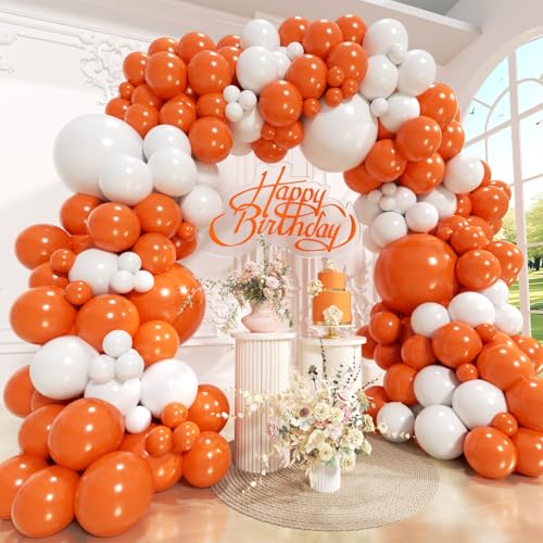 Orange and White Balloon Arch Kit - 144 pcs for Party Decorations