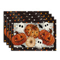 Black Jack O Lantern Halloween Placemat Set of 4 - 12 x 18 Inch Rectangular