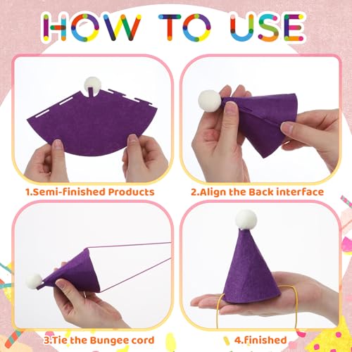 Mini Party Hats for Stuffed Animals - Colorful Felt Cone Birthday Accessories