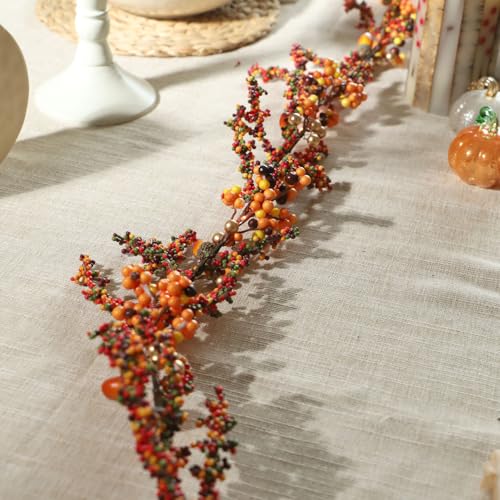 Berry Garland with Lights - Fall 6.5FT Battery Operated Fairy Lights with Remote