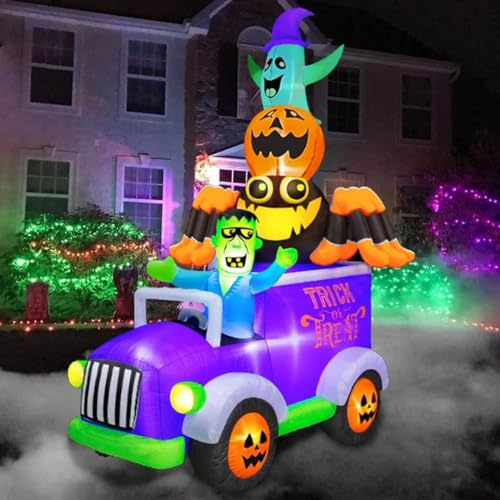 Halloween Inflatable Frankenstein Car Yard Decoration with Lights - 8Ft