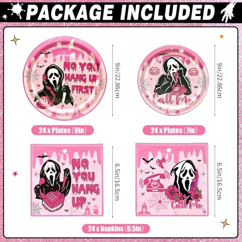 Pink Halloween Party Tableware Set - Plates, Napkins, Cups & Decorations