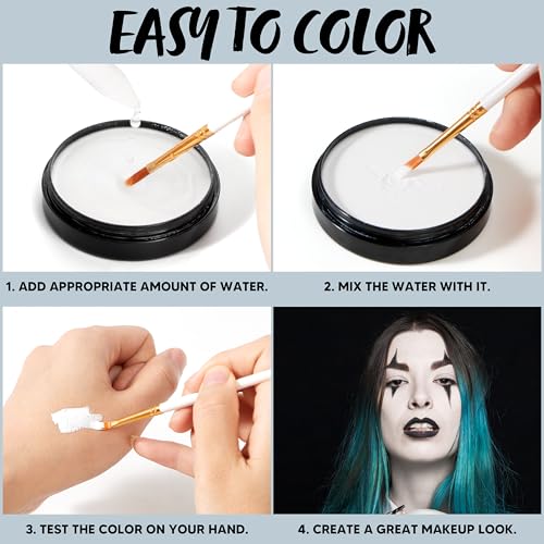 Waterproof White Face & Body Paint - Halloween Makeup, SFX, Cosplay, 1 Oz - Creations