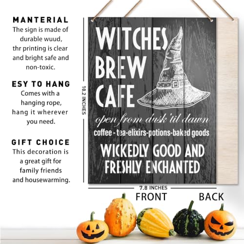 Halloween Witches Wall Art Decor Hanging Sign for Gothic Home & Cafe
