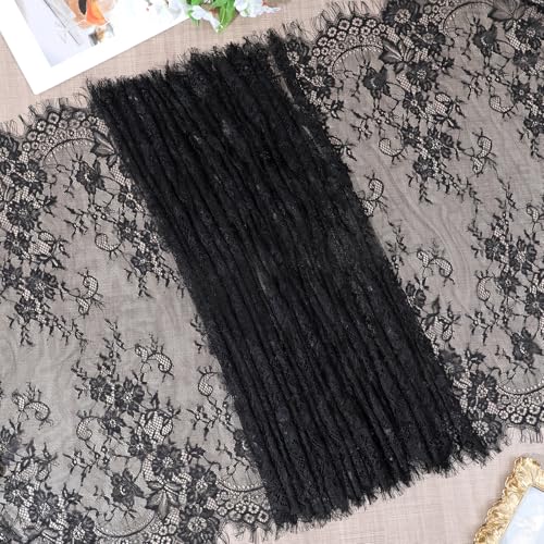 Black Lace Table Runner 30x120 Inch Long Tulle Fabric for Tables & Decor