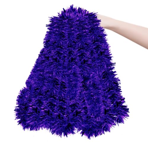 33ft Purple Christmas Tinsel Garland - Holiday Decor for Trees, Fireplace & More