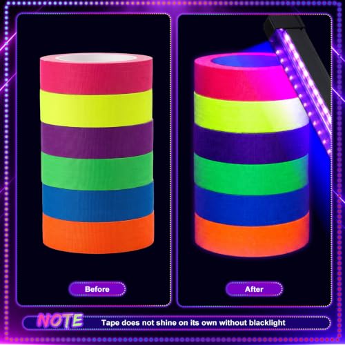 UV Black Light Bar with Neon Gaffer Cloth Tape Set for Glow Parties