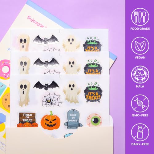 Edible Halloween Cake Toppers - Vibrant Wafer Paper Decorations, 72 Pieces