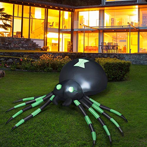 Inflatable Halloween Spider with LED Lights for Outdoor Indoor Yard Decor - 6 Ft