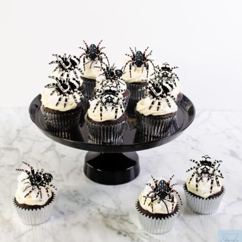 Edible Halloween Spider Cupcake Toppers - Realistic Design 21, 60 Pack