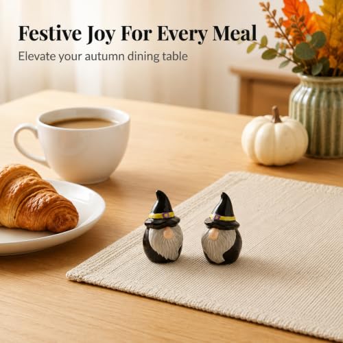 Halloween Gnome Ceramic Salt & Pepper Shaker Set - Whimsical Fall Decor