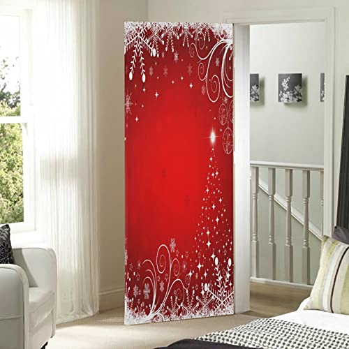 Winter Snowflake Door Cover - Christmas Porch Banner A 35 x 79 Inch