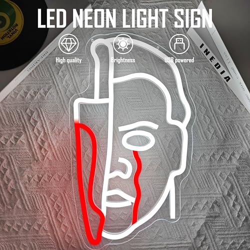 White Horror Movie Neon Sign - Dimmable Wall Decor for Halloween & Parties