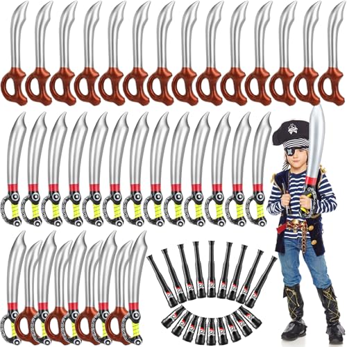 Pirate Costume Accessories Set with Inflatable Swords and Telescope for Kids