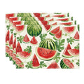 Watermelon Fruit Summer Placemats Set of 4 - 12x18 Inch Rectangular Red Table Mats for Dining & Party