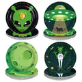Alien Paper Plates 7 Inch Set of 60 - Space Universe Disposable Partyware - Alien Plates Variation
