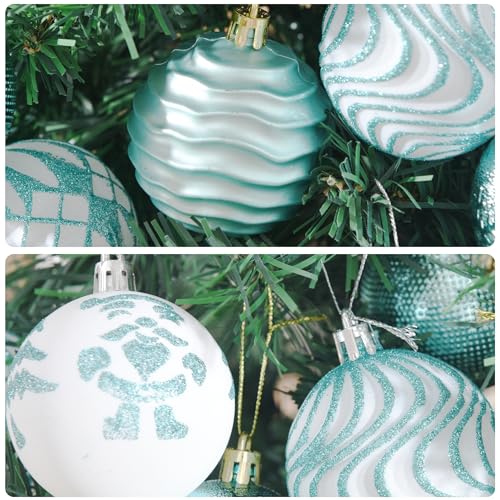 Cerulean Christmas Ball Hanging Ornaments Set - 36 Large Green Shatterproof Decorations