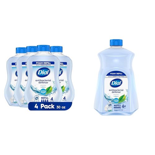 Dial Antibacterial Foaming Hand Wash Spring Water Scent, 30 Ounce Pack of 4 and 52 Ounce Hand Soap Refills