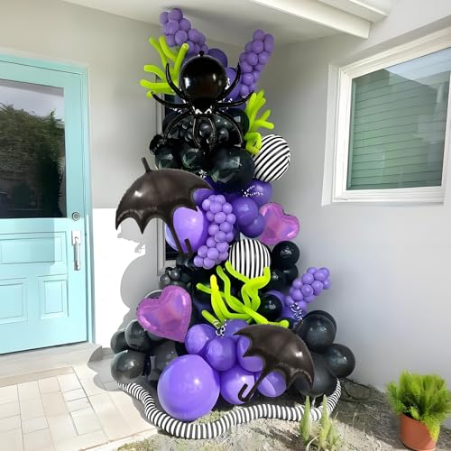 Gothic Halloween Balloon Set with Umbrellas and Spider Decorations