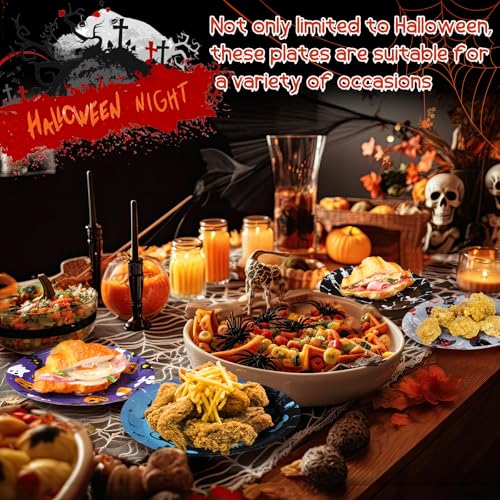 Halloween Paper Plates 120 Pack - 7 Inch Spider Web & Ghost Disposable Dinnerware - Umigy