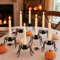 Set of 6 Halloween Spider Candle Holders - Metal Taper Candle Stands