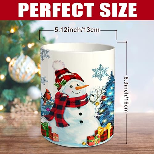 Christmas Snowman Ceramic Utensil Holder - Holiday Kitchen Decor - Pinata