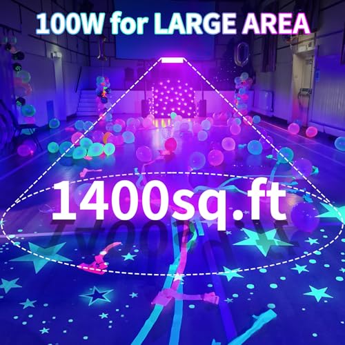 100W Black Light Bar IP66 Waterproof for Halloween & Outdoor Use - 1400 sq.ft