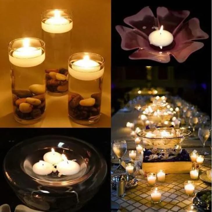 36 Pack White Floating Candles - Unscented, Drip-Free, Long-Lasting 3-Inch Decor