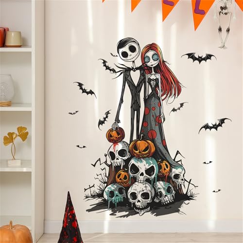 Halloween Ghost Bride Skeleton Wall Decals - Peel & Stick Spooky Wall Art for Parties
